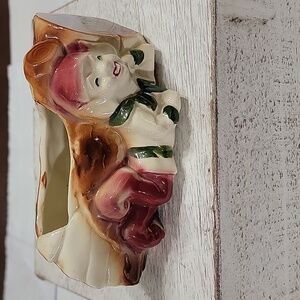 Pixie Elf Log Glazed Vintage Ceramic Planter Home Decor Accent